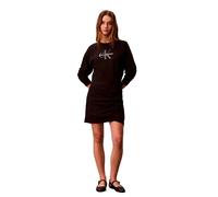 Sweatkleid CALVIN KLEIN JEANS, Damen, Gr. L (42), N-Gr, schwarz, Web, Obermaterial: 68% Baumwolle, 28% Polyester, 4% Elasthan, unifarben, regular fit ca. Mitte Oberschenkel, Rundhals, eingesetzt Rippb