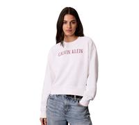 Sweatshirt CALVIN KLEIN, Damen, Gr. XL, weiß (hellweiß), Sweatware, Obermaterial: 90% Baumwolle, 10% Polyester, unifarben, regular fit taillenbedeckt, Rundhals, eingesetzt Bündchen, Sweatshirts Sweats