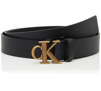Calvin Klein Jeans LV04G7025G Herren-Gürtel mit Monogramm-Schnalle, 35 mm, Schwarz (Schwarz/antikes Messing), 110, Schwarz (Schwarz/Antik-Messing), 110 cm