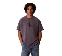 T-Shirt CALVIN KLEIN "SS Hero Monologo Tee 20s", Herren, Gr. L, grau (grisaille), Web, Obermaterial: 100% Baumwolle, lässig geschnitten normal, Rundhals, eingesetzt abgesteppte Kante, Shirts T-Shirt,