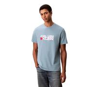 Calvin Klein Herren T-Shirt Kurzarm Redbox Graphic Tee mit Logo, Blau (Smoke Blue), L