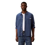 Outdoorhemd CALVIN KLEIN JEANS "Overshirt LS COTTON NYLON UTI", Herren, Gr. XL, N-Gr, schwarz denim, Web, Obermaterial: 78% Baumwolle, 20% Nylon, 2% Elasthan, unifarben, bequem normal, Rundhals, 1-Kno