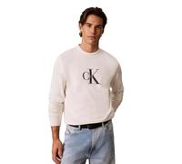 Sweatshirt CALVIN KLEIN, Herren, Gr. XL, beige (tofu), Sweatware, Obermaterial: 90% Baumwolle, 10% Polyester, unifarben, regular fit normal, Rundhals, Bündchen, Sweatshirts Sweatshirt, Rundhalsausschn