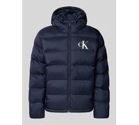 Steppjacke CALVIN KLEIN JEANS "LS NYLON MONOGRAM PUFFER JKT", Herren, Gr. M, schwarz sapphire, Web, Obermaterial: 100% Polyamid, unifarben, regular fit normal, Rundhals, eingesetzt gerader Abschluss,