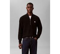 Strickpullover CALVIN KLEIN JEANS, Herren, Gr. M, schwarz, Rippstrick, Obermaterial: 100% Baumwolle, unifarben, regular fit normal, hoch geschlossener Ausschnitt, eingesetzt Bündchen, Pullover Strickp