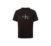 T-Shirt CALVIN KLEIN JEANS "HERO SS CLASSIC MONOLOGO CNECK T", Damen, Gr. M (40), schwarz, Jersey, Obermaterial: 100% Baumwolle, unifarben, feminin, regular fit hüftlang, Rundhals, Kurzarm, Shirts, mi