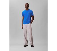 T-Shirt CALVIN KLEIN JEANS "SS BADGE 30S JERSEY CLASSIC TEE", Herren, Gr. L, classic blau, Single Jersey, Obermaterial: 100% Baumwolle, regular fit normal, Rundhals, eingesetzt abgesteppte Kante, Shir