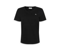 T-Shirt CALVIN KLEIN JEANS "Archive Jersey Vnk Tee EU", Damen, Gr. M (40), schwarz, Single Jersey, Obermaterial: 100% Baumwolle, unifarben, feminin, regular fit normal, V-Ausschnitt, Kurzarm eingesetz