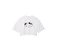 Calvin Klein Jeans Cropped T-Shirt mit Logo-Print in Weiss, Größe L