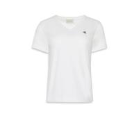 Calvin Klein Damen T-Shirt Kurzarm Archive Jersey Tee mit V-Ausschnitt, Weiß (Brilliant White), L