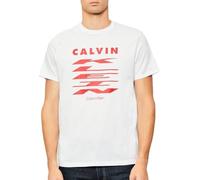 Calvin Klein Jeans T-Shirt Weiß/Rot Herren 30s, weiß, L