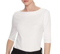 Calvin Klein Jeans Weißes Damen-T-Shirt, Half Supima Boat, weiß, XS