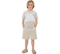 Calvin Klein Jungen 2er Pack T-Shirts Kurzarm Color Block aus Baumwolle, Beige (Oatmeal 13-0401 TCX), 14 Jahre