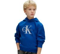 Kapuzensweatshirt CALVIN KLEIN JEANS, Jungen, Gr. 12 (152), admiral blau, Sweatware, Obermaterial: 80% Baumwolle, 16% Polyester, 4% Elasthan, unifarben, regular fit normal, Rundhals, eingesetzt angese