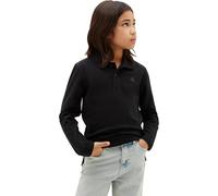 Langarm-Poloshirt CALVIN KLEIN JEANS "SOLID PIQUE POLO", Jungen, Gr. 16 (176), pvh schwarz, Single Jersey, Obermaterial: 94% Baumwolle, 6% Elasthan, unifarben, regular fit normal, Rundhals, eingesetzt