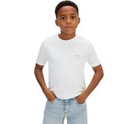 Calvin Klein Jungen T-Shirt Kurzarm Logo Label aus Baumwolle, Weiß (White 11-0601 TCX), 12 Jahre