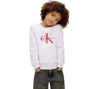 Sweatshirt CALVIN KLEIN JEANS "CK MONOGRAM TERRY CN SWEATSHIRT", Mädchen, Gr. 12 (152), pearly pink, Sweatware, Obermaterial: 100% Baumwolle, unifarben, regular fit hüftlang, Rundhals, eingesetzt Bünd