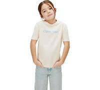 Calvin Klein Kinder Unisex T-Shirt Kurzarm Logo mit Rundhalsausschnitt, Elfenbein (Pearl 12-1304 TCX), 14 Jahre
