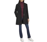 Calvin Klein Klassischer Damenmantel aus Kunstwolle, lange Winterjacke mit Knopfleiste, Schwarz, XS