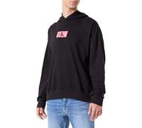 Calvin Klein L/S Hoodie Heavyweight Sweatshirts, Herren, Schwarz (Black W/Calypso Coral), M