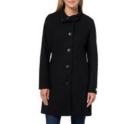 Calvin Klein Langer Damenmantel aus Kunstwolle, Knopfleiste vorne, mit Stehkragen, Schwarz, S