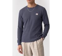 Langarmshirt CALVIN KLEIN JEANS "LS WAFFLE BADGE CREWNK TEE", Herren, Gr. L, blau nomad, Single Jersey, Obermaterial: 60% Baumwolle, 40% Polyester, klassisch normal, Rundhals, eingesetzt Rippbündchen,
