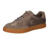 Plateausneaker CALVIN KLEIN "LOW PRO CUPSOLE WT SATIN MIX", Damen, Gr. 40, taupe, Leder, Textil, aufgeraut, unifarben, Basic, Schuhe Plateausneaker, Freizeitsneaker, Halbschuh mit zwei Schnürsenkelart