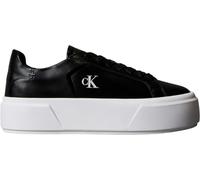 Plateausneaker CALVIN KLEIN JEANS "FLATFORM LACE UP LTH MG", Damen, Gr. 40, schwarz-weiß (schwarz), Leder, unifarben, Schuhe Plateausneaker, Schnürschuh, Halbschuh, Freizeitschuh mit CK-Logo (78985414