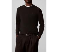 Strickpullover CALVIN KLEIN "LS 100% MERINO CREW 14GG", Herren, Gr. S, schwarz, Strick, Obermaterial: 100% Wolle, unifarben, regular fit normal, Rundhals, eingesetzt gerader Abschluss, Pullover, Mit R