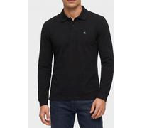 Langarm-Poloshirt CALVIN KLEIN JEANS, Herren, Gr. S, schwarz, Piqué, Obermaterial: 100% Baumwolle, unifarben, regular fit normal, Rundhals, eingesetzt angesetztes Bündchen, Shirts, Regular fit mit Run