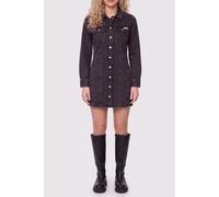 Jeanskleid CALVIN KLEIN JEANS "LS DENIM MINI DRESS", Damen, Gr. M (40), N-Gr, ck essential schwarz, Denim/Jeans, Obermaterial: 99% Baumwolle, 1% Elasthan, unifarben, figurbetont mini, Rundhals, einges