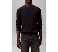 Strickpullover CALVIN KLEIN "LS SUPIMA COTTON CREW 14GG", Herren, Gr. XL, blau (schwarz sapphire), Strick, Obermaterial: 100% Baumwolle, unifarben, regular fit normal, Rundhals, eingesetzt Rippstrickb