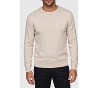 Strickpullover CALVIN KLEIN "LS SUPIMA COTTON CREW 14GG", Herren, Gr. M, snow heather, Strick, Obermaterial: 100% Baumwolle, regular fit normal, Rundhals, eingesetzt Rippstrickbündchen, Pullover Stric