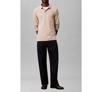 Langarm-Poloshirt CALVIN KLEIN "LS SUPIMA COTTON SOLID POLO", Herren, Gr. XL, ancient marble, Single Jersey, Obermaterial: 100% Baumwolle, unifarben, regular fit hüftlang, Rundhals, eingesetzt abgeste