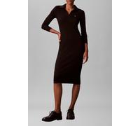 Calvin Klein Ls Woven Label Johnny Collar Midi Dress Black Größe: M | Midikleider Outlet | Damen | Schwarz