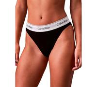 Calvin Klein Damen Slip Bikini Form High Leg mit Logobund, Schwarz (Black), S