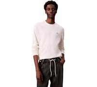 Calvin Klein Langarmshirt LS Waffle Badge Crew Tee – Herren L, grau (Tofu), Single Jersey