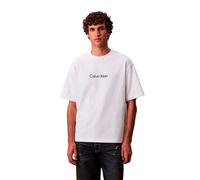 Calvin Klein Herren T-Shirt Kurzarm Standard Logo mit Rundhalsausschnitt, Weiß (Bright White), L