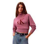 Rollkragenpullover CALVIN KLEIN JEANS, Damen, Gr. L, dusky orchid, Strick, Obermaterial: 100% Baumwolle, unifarben, regular fit taillenbedeckt, hoch geschlossener Ausschnitt, eingesetzt Bündchen, Pull