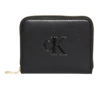 Geldbörse CALVIN KLEIN "BOLD CK MEDIUM ZIP AROUND", Damen, schwarz, Lederimitat, unifarben, Kleinlederwaren, Damen Portemonnaie, Geldbeutel, Money Pocket mit CK-Logo (95962042-0) schwarz
