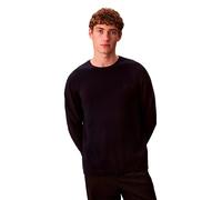 Strickpullover CALVIN KLEIN "LS 100% MERINO CREW 14GG", Herren, Gr. M, schwarz (schwarz sapphire), Strick, Obermaterial: 100% Wolle, unifarben, regular fit normal, Rundhals, eingesetzt gerader Abschlu