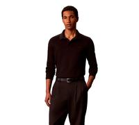 Langarm-Poloshirt CALVIN KLEIN JEANS, Herren, Gr. L, schwarz, Jersey, Obermaterial: 100% Baumwolle, unifarben, slim fit normal, Rundhals, abgesteppte Kante, Shirts, Polokragen, Slim Fit, reine Baumwol