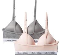 Triangel-BH "2PK TRIANGLE", Damen, Gr. 128/134, N-Gr, rosa (rosa, grau), Jersey, Obermaterial: 95% Baumwolle, 5% Elasthan, CALVIN KLEIN UNDERWEAR, körpernah, BHs Triangel-BH, mit Logobund (49423764-12