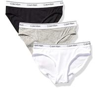 Calvin Klein Mädchen Modern Cotton Panty Unterwäsche im Bikini-Stil, 3er-Pack-Grau meliert, klassisches Weiß, Schwarz, Groß