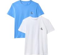 Calvin Klein Monologo Cn Damen-T-Shirt, 2er-Pack (Lv047c905g), Blau (Bright White/Marina), M