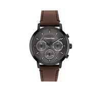 Calvin Klein Multi Zifferblatt Quarz Uhr für Herren Kollektion Gauge mit Braunes Lederarmband - 25200498