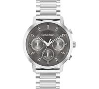 Calvin Klein Gauge 25200493 Herren-Quarzuhr mit Datum und 24-Stunden-Zifferblatt, Edelstahl, silberfarben, 42 mm, silber