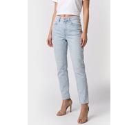Mom-Jeans CALVIN KLEIN JEANS "NEW MOM JEAN", Damen, Gr. 32, Länge 32, light opal, Denim/Jeans, Obermaterial: 99% Baumwolle, 1% Elasthan, unifarben, gerade, unten schmal normal, Jeans, Regular fit mit 