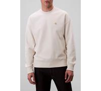 Sweatshirt CALVIN KLEIN JEANS "PRMM TRRY MNGRM CN S", Herren, Gr. M, grau (tofu), Sweatware, Obermaterial: 86% Baumwolle, 14% Polyester, unifarben, casual, regular fit normal, Rundhals, Langarm einges