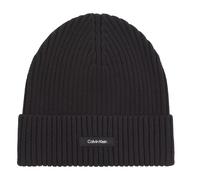 Calvin Klein Herren Strickmütze Classic Cotton Rib Beanie aus Baumwolle, Schwarz (Ck Black), Einheitsgröße